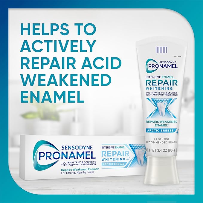 Sensodyne Pronamel Intensive Enamel Repair Toothpaste for Sensitive Teeth and Cavity Protection Whitening Toothpaste to Strengthen Enamel Arctic Breeze - 3.4 Ounces x 4
