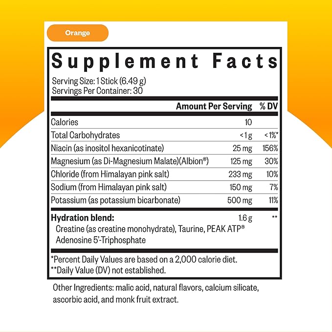 Seeking Health Optimal Electrolyte Sticks - Electrolyte Drink for Hydration Heart &amp Muscle Recovery??Support - Supports active Lifestyle - Vegan Gluten-Free &amp Non-GMO - Orange Flavor 30 Sti
