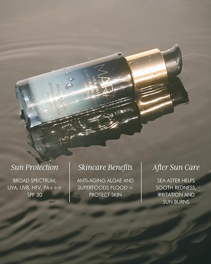 MARA - Sea Kale Sunscreen Serum SPF 30 with Algae + Zinc | Hydrating Face Oil to Help Reduce Visible Redness + Shield Skin from Blue Light + Pollution For All Skin Types (1 fl oz | 30 ml)