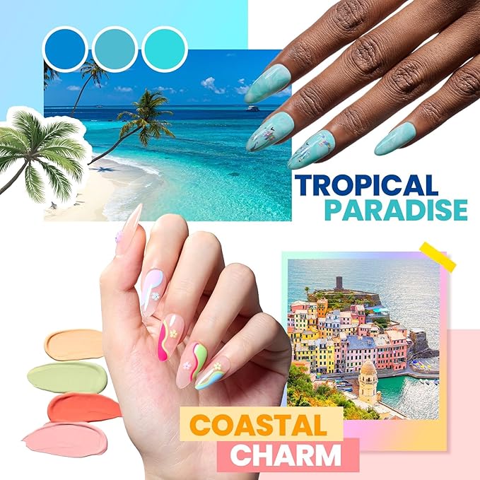 Beetles Gel Nail Polish Kit with U V Light 97Pcs Travel Holiday 45 Colors Gel Polish Set with Nail Stamp Nail Tips Base Top Coat All Season Starter Kit Gift for Women