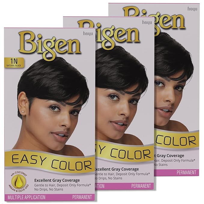 1N Bigen Easy Color for Women Natural Black-New Formula New Look - 3 Pack