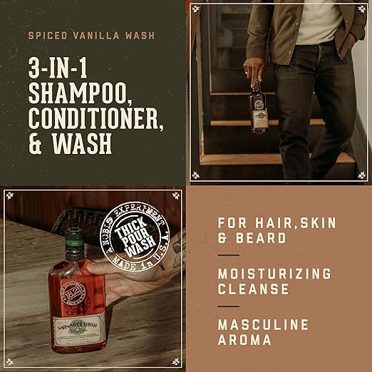 18.21 Man Made Original Absolute Mahogany 3-in-1 Body Wash Shampoo &amp Conditioner for Men All Hair &amp Skin Types Strengthens and Moisturizes in a Manly Aroma 32oz