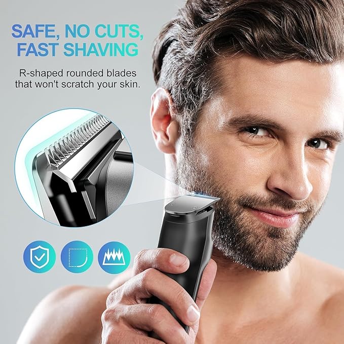 Beard Trimmer for Men - 14 Piece Professional Mens Grooming Kits Multi Beard Kit for Beard face Nose Ear Hair Trimmer Hair Clippers IPX7 Wet &amp Dry Use 210 Mins Mustache Trimmers Men Gifts (Black)