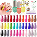 SAVILAND Nail Polish Set Air-Dry: 36 Colors Nail Polish Kit Red Pink Blue Glitter Regular Nails Polish with Base Top Coat Nail Lacquer Acrylic Nail Set for Beginner Home Salon DIY Gift Summer