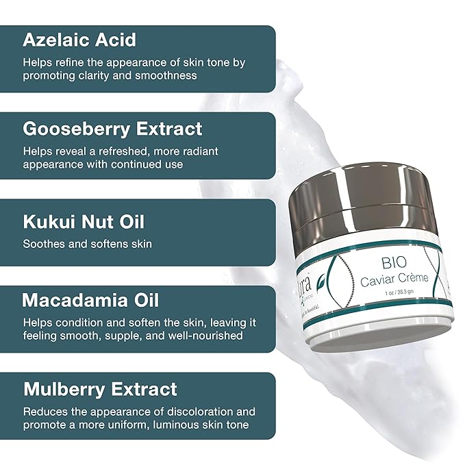 Lira Clinical BIO Caviar Cr?me - Daily Hydrating Facial Moisturizer with Advanced Peptide Complex and Vitamin C - Night Cream for Dry Skin - Travel Size Nourishing Cream for Skincare Routine - 1 oz