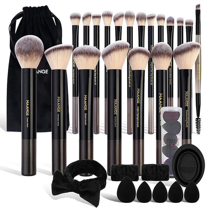 MAANGE Makeup Brushes 30 Pcs Makeup Kit Multi-functional Makeup Tool Set with 20 Pcs Makeup Brush Foundation Brush Make up Brushes Set with BagBlack