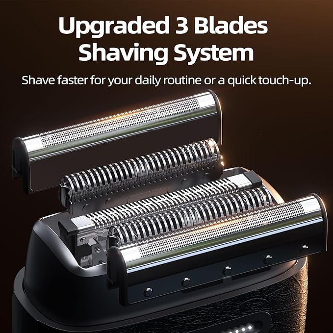 Electric Razor for Men: Foil Shaver with 3D Floating Blades - IPX7 Waterproof Electric Shavers for Men Face USB-C Fast Charge &amp Travel Lock Compact Face Shaver for Men