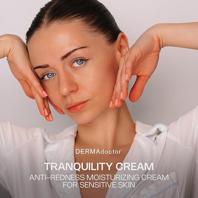 DERMAdoctor Redness &amp Itchy Skin Relief Calm Cool + Corrected Tranquility Cream for Sensitive Skin | moisturizing face cream Hydration with Squalane &amp Hyaluronic Acid White Tea Extract ? 1.7oz