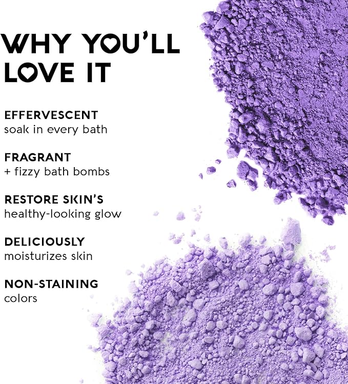 Nature's Beauty Lavender &amp Rosemary Bath Bomb Multi-Pack - Luxury Fizzy Spa Bath Bomb to Help Calm Soothe + Revive Dull and Dry Skin Made with Coconut Oil &amp Witch Hazel 5.5 oz (4 Pack)