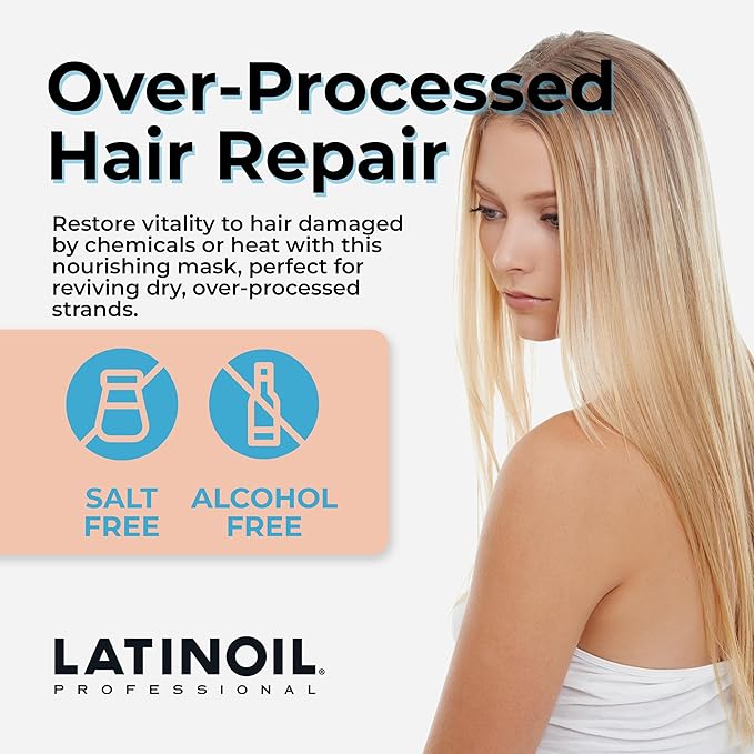 Latinoil - Chia Restorative Hair Mask - Deep Conditioning &amp Repair Treatment for Damaged Dry Frizzy Hair - Intensive Moisture Conditioner with Chia Oil for Shine Softening and Strengthening - 25