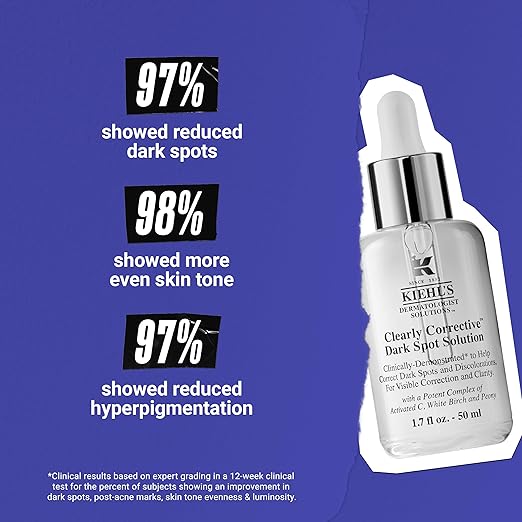 Kiehl's Clearly Corrective Dark Spot Serum Brightening Facial Serum Reduces Hyperpigmentation &amp Post-acne Marks with Vitamin C &amp Salicylic Acid All Skin Types Paraben-free Mineral Oil-fr