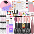 Major Dijit Acrylic Nail Kit with Drill - Starter Set with White Pink Clear Acrylic Powder 6 Gel Polishes UV LED Lamp Nail Decorations and Tools for Home Manicure