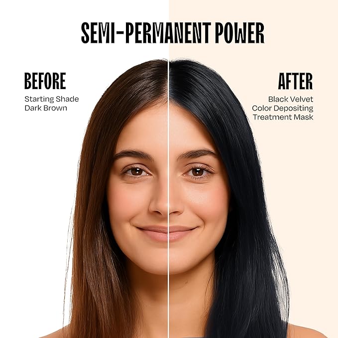 Overtone Semi Permanent Hair Color Conditioner Black Velvet 8 oz Nourishing Damage-Free Color Depositing Mask for All Hair Types with Shea Butter &amp Coconut Oil Vegan &amp Cruelty-Free
