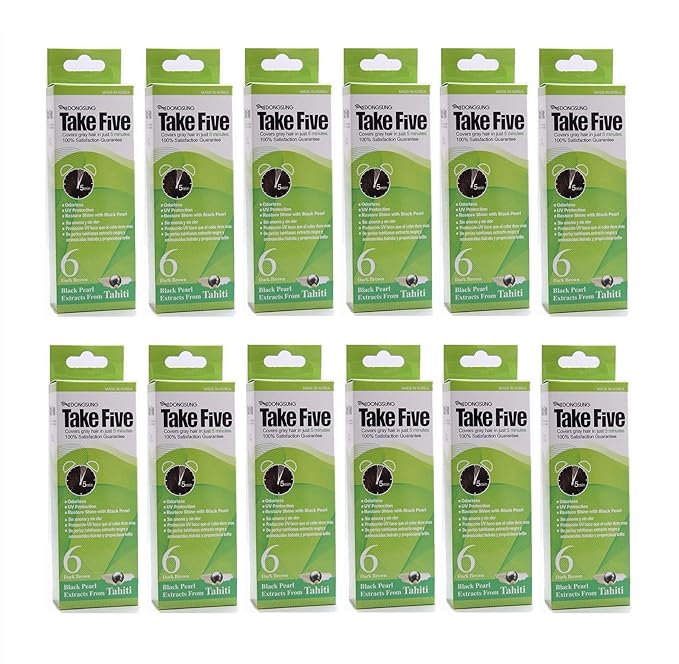 Dongsung Take 5 Hair Dye No.6 Dark Brown Covers Gray Hair in Just 5 Minutes Without Any Foul Odor! Designed to Improve Damaged Hair (Pack of 12)
