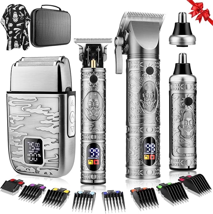 Hair Clippers for Man T-Blade Trimmer Nose Hair Trimmer Electric Shaver Set Professional 4 in 1 Barber Clippers Set for Haircut Men?™s Grooming Kit with LCD Display Ideal Gift for Him