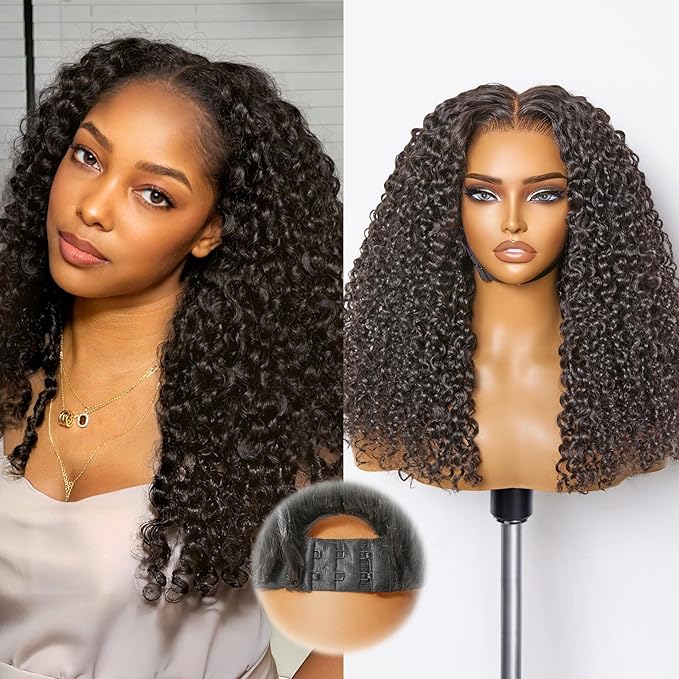 LUVME HAIR 7x6 HD Lace All-Day Comfort Burmese Messy Curly Wig PartingMax Lace Wigs Lace Front Wigs Human Hair Pre Cut Plucked Lace Frontal Glueless 22 Inches Natural Black Color