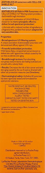 La Roche-Posay Anthelios Melt-In Milk Sunscreen SPF 60 Sunscreen For Body &amp Face Broad Spectrum SPF + Antioxidants Oil Free Lightweight &amp Fast Absorbing Oxybenzone Free