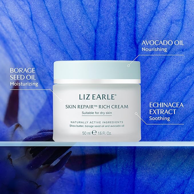 Liz Earle Skin Repair Rich Face Cream - Hydration Boosting Face Moisturizer with a Luxurious Cream Texture - Leaves Skin Feeling Soothed &amp Comforted (50 ml)