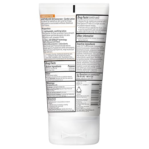 La Roche-Posay Anthelios Mineral Sunscreen SPF 50 Gentle Lotion Broad Spectrum SPF + Antioxidants Face &amp Body Sunscreen Titanium Dioxide &amp Zinc Oxide Oxybenzone Free Oil Free