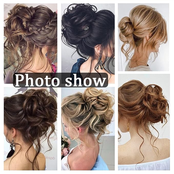 FRANCES Fake Hair Bun Synthetic Bun Donut Bun Ponytail Hair Extensions Messy Blonde Curls with Elastic Rubber Band Wig Hair Bun for Women Hair Accessories (Color : 613)