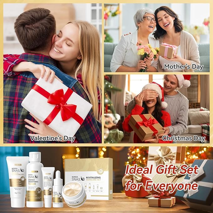 Skin Care Set Face Snail Revitalizing Skin Care Sets &amp Kits Facial Beauty Skincare Gifts for Teenage Girls with CleanserTonerSerumEye CreamFace Cream Firming Hydrating Skin Care Christmas G