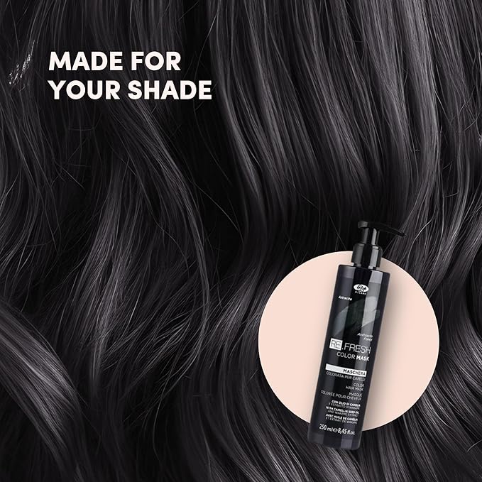 Lisap Color Depositing Hair Mask Anthracite 8.45 oz Hair Gloss Toner Deep Conditioning Hair Mask Dry Damaged or Color Treated Hair Repair With Hydrating Camellia Oil For Shine &amp Moisturizati