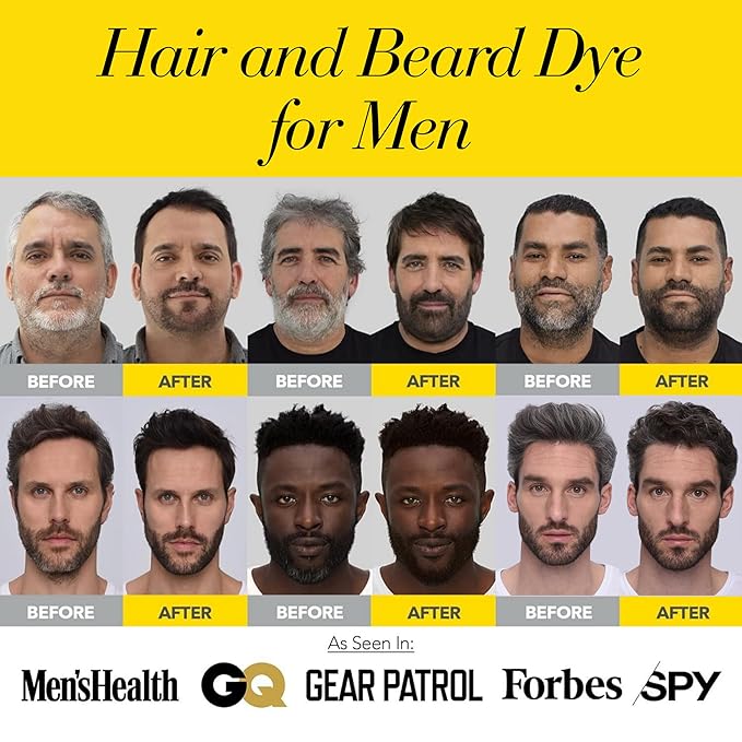 Cleverman Medium Blond All-in-One Reusable Kit for Men's Natural-Looking Gray Coverage - Professional-Quality Hair Beard &amp Mustache Color Ammonia-Free