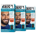 Just For Men Mustache &amp Beard Beard Coloring for Gray Hair with Brush With Keratin Biotin Aloe and Coconut Oil for Healthy Facial Hair - Darkest Brown M-50 Pack of 3 (Packaging May Vary)