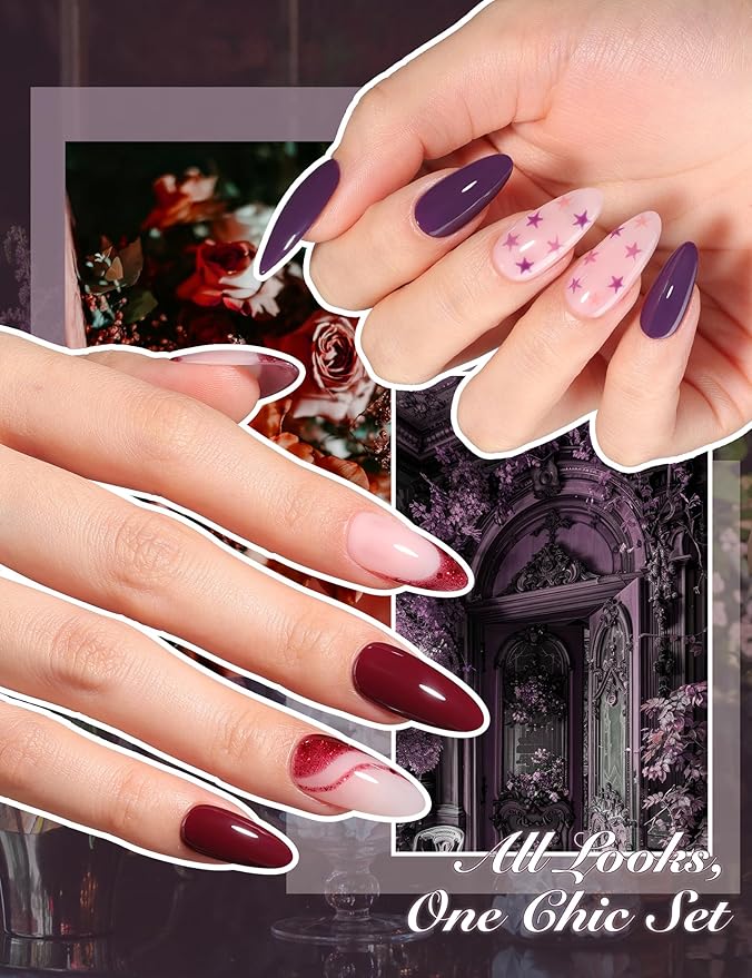 Beetles Winter Gel Polish Set - Winter Fantasy Collection 35PCS HEMA-Free 10ml Soak Off UV LED Gel Nail Kit Berry Red Caramel Colors with Base Top Coat &amp Cuticle Oil Christmas Gift