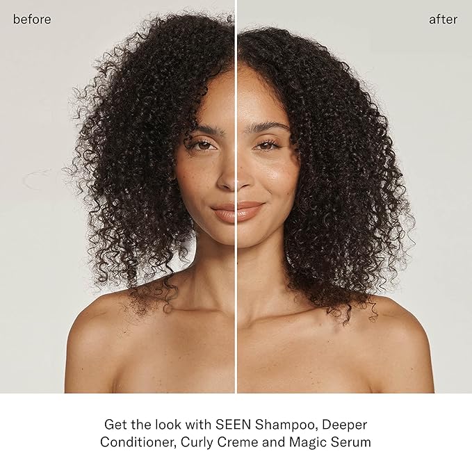 SEEN Curly Creme Fragrance Free - Non-Comedogenic &amp Curl Defining Styling Hair Cream- Anti Frizz- Heat Protectant- Safe for Sensitive Skin