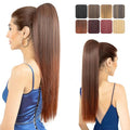 Ponytail Extension 24 Long Straight Claw Clip Ponytail Extension clip on ponytails hair clip Hair claw clip Fake Ponytail Hairpieces for Women ? Dark Brown with Copper Red End