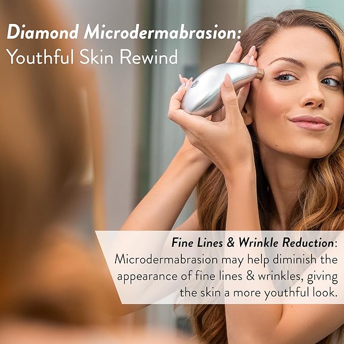Microderm GLO Diamond Microdermabrasion Machine and Suction Tool - Clinical Micro Dermabrasion Kit for Anti Aging Advanced Home Facial Treatment System Blackhead Remover &amp Exfoliator for Acne Sc