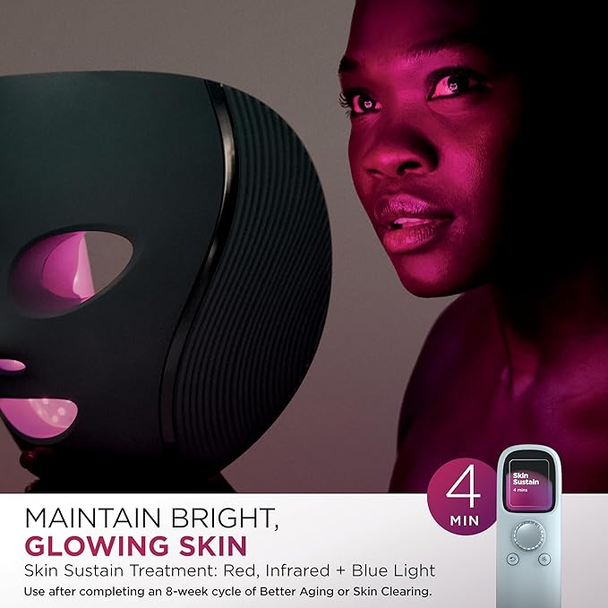 Shark CryoGlow LED Face Mask with Under-Eye Cooling Anti-Ageing &amp Blemish Repair Red &amp Blue LED Infrared Light Therapy USB-C Remote Control Storage Bag Blue Frost FW312