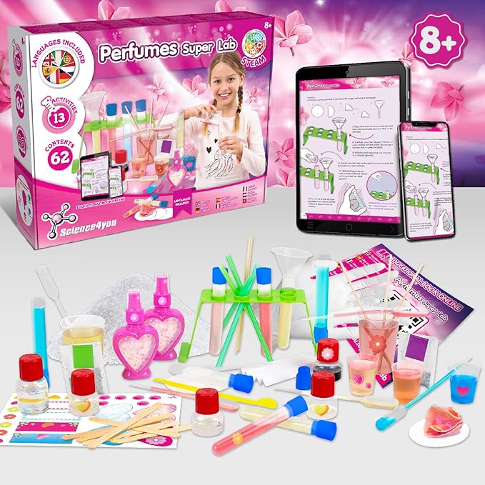 Science4you Super Perfume Making Kit for Kids 8+ Years Old - Make Your Own Perfumes for Girls + 13 DIY Crafts for Kids Toys Games and Gifts for Girls Age 8 9 10 11 12+