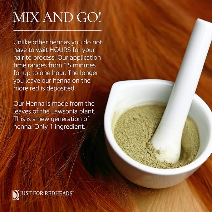 Just for Redheads Henna Hair Color for Redheads - 100% Dried Pulverized Leaves from Pure Lawsonia Plants (Champagne)