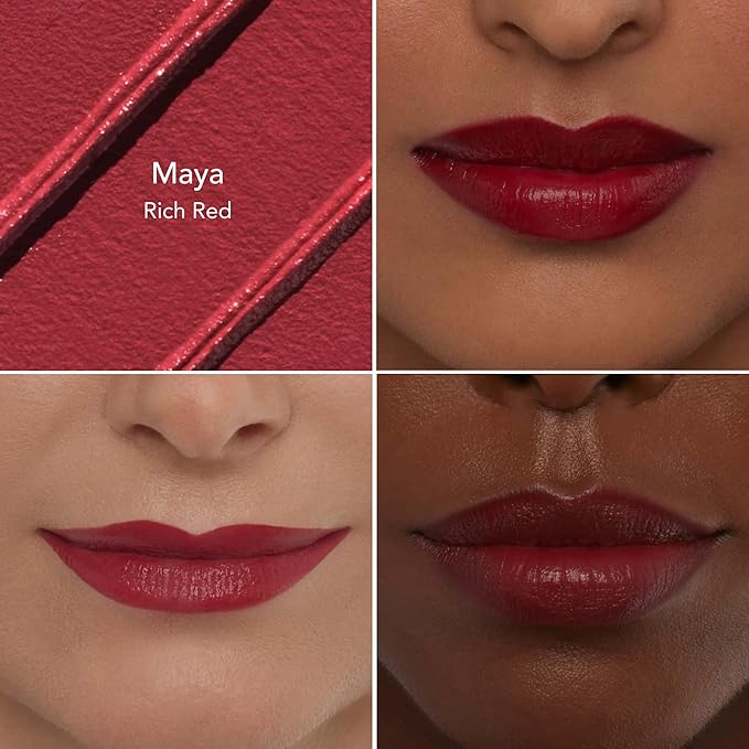 Thrive Causemetics Impact-FULL Smoothing Lipstick Moisturizing Lip Makeup Essential with Vitamin E Lightweight Creamy Lipstick for Women Long Lasting Vegan Shade Maya (Rich Red)