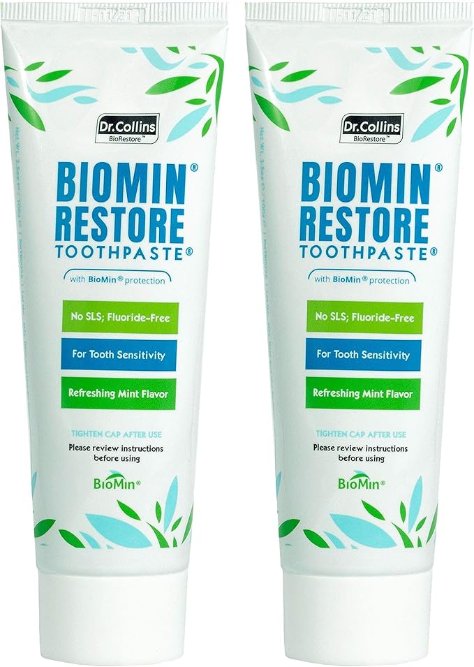 Dr. Collins BioMin Restore Toothpaste for Tooth Sensitivity 3.5oz (Pack of 2)