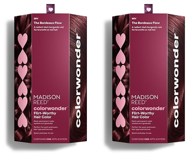Madison Reed colorwonder Demi-Permanent Hair Color Effortless At-Home Hair Dye Ammonia-Free Cruelty-Free The Bordeaux Flow (5RV Dark Burgundy Red) Pack of 2