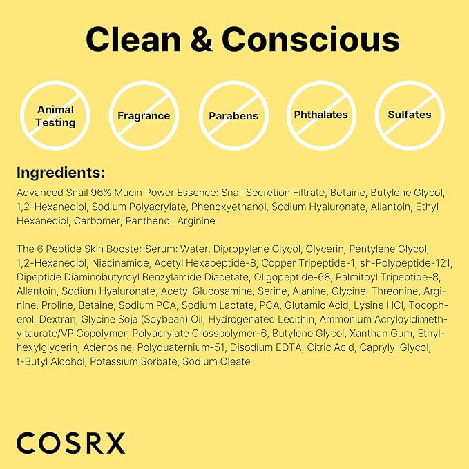 COSRX Snail Mucin 96% Peptide Booster Set - Amazon Exclusive - Korean Skin Care Gift Sets Skin Care Sets for Women Advanced Snail Mucin Serum Face Serum Stocking Stuffers for Women