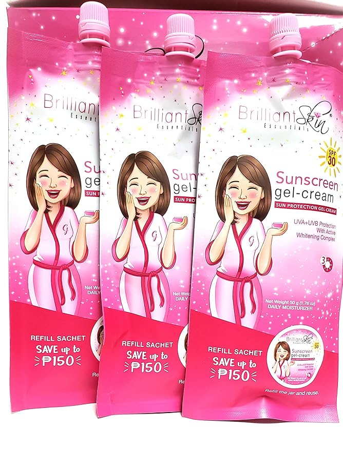 Brilliant Skin Sunscreen Gel-Cream SPF 30 Sachet Size 50 gram (Pack of 3)
