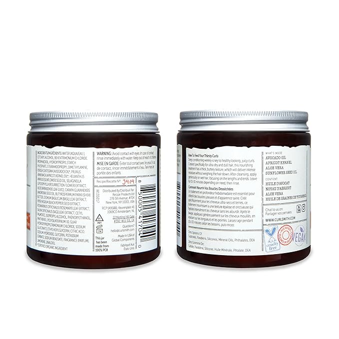 CURLSMITH Double Cream Deep Quencher - Deep Conditioning Mask for Curls Hydrating and Detangling For All Curl Types Vegan &amp Cruelty Free (8 oz)