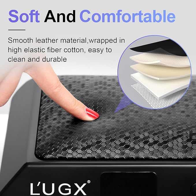 L'UGX Professional Nail Lamp for Gel Polish Dryer 72W LED UV Nail Lights with Arm Rest Pillow &amp Retractable TrayPerfect for Manicure &amp Pedicure at Salon &amp Home Black