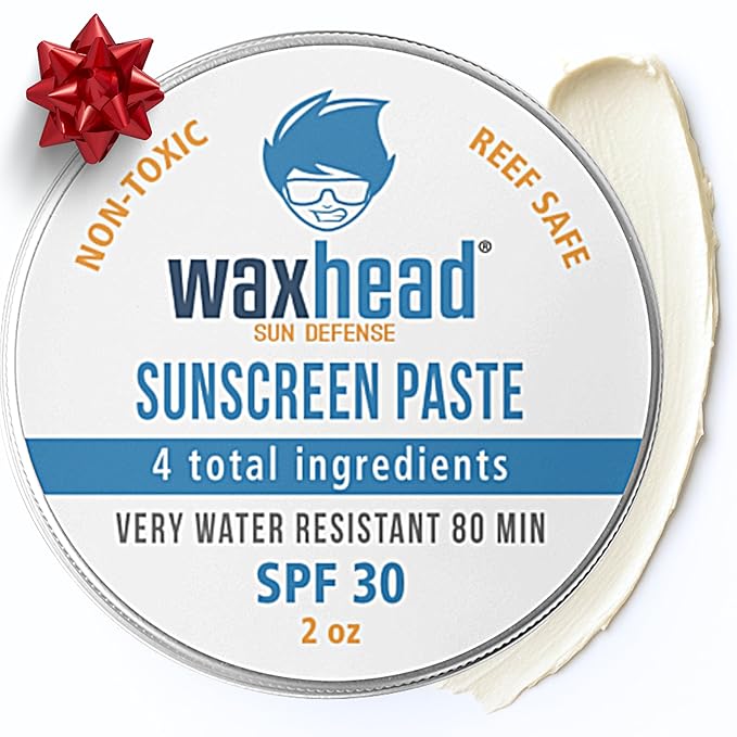 Waxhead Zinc Oxide Sunscreen Face &amp Nose - Sensitive Skin Safe SPF 30 Reef Safe Physical Visible Protection for Acne Prone Skin Waterproof Natural Mineral Sunscreen for Kids &amp Adults (White