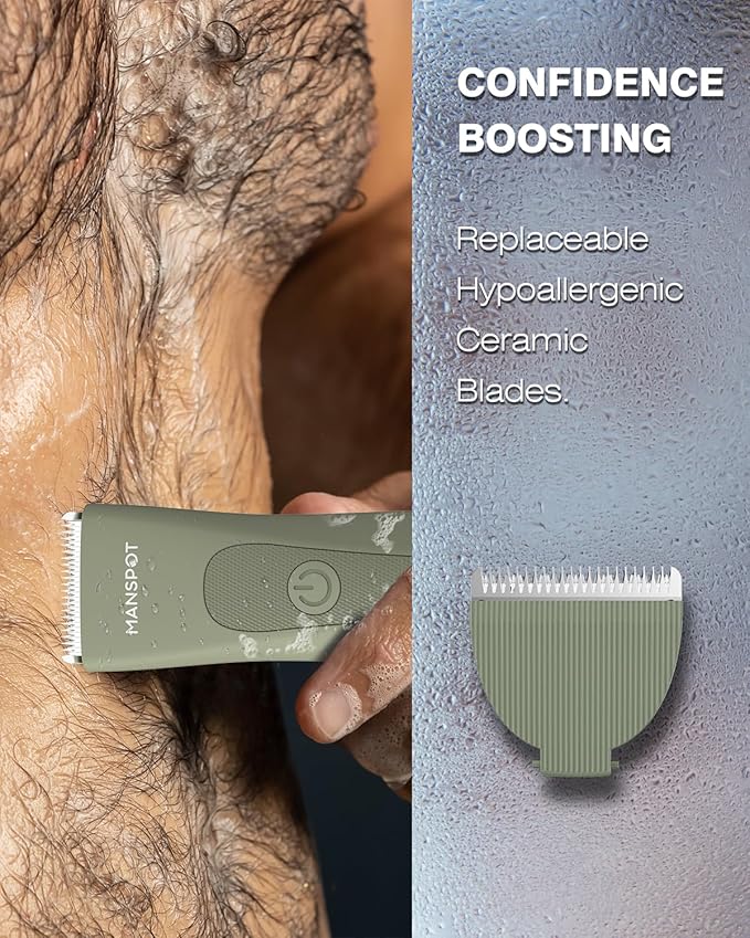 MANSPOT Manscape Hair Finishing Trimmers Pubic Hair Trimmer for Men and Women Electric Ball Trimmer Pubic ShaverHypoallergenic Ceramic Blade HeadsWaterproof Wet/Dry Groin Shaver20 Times Usage