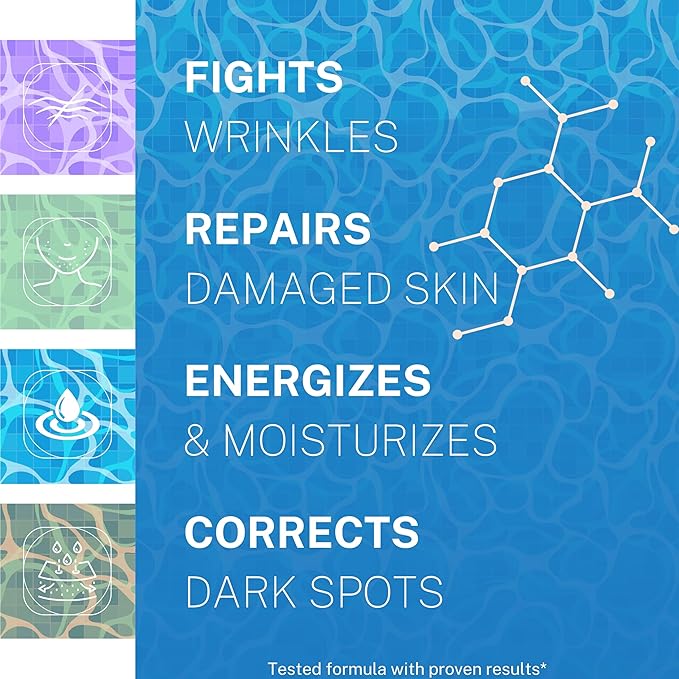 SKIN AURA??Advanced Anti-Aging Serum | All-In-One Sensitive Formula for Wrinkles Fine Lines &amp Age Spots | Plant Derivative with Hyaluronic Acid Collagen Peptides 5 Vitamins + Minerals - 30ml (1
