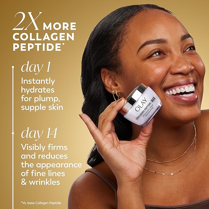 Olay Collagen Peptide Face Moisturizer Firming Cream for Women Fragrance-Free Non-Greasy - Hydrating Anti-Aging Anti-Wrinkle Smoothing of Fine Lines Tightening Skin Care - Niacinamide 1.7 Oz