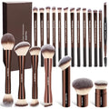 MAANGE 20 Pcs Makeup Brushes with Gift Box Double-End Multi-functional Makeup Brushes for Blending Liquid Powder Concealer Cream Blush BuffeCoffeeBrown
