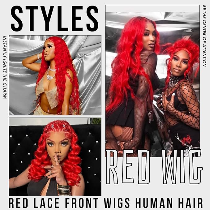 26 Inch Red Wig Human Hair 200 Density Body Wave Human Hair Wig Colored 13x4 Red HD Lace Front Wigs Human Hair Pre Plucked With Baby Hair
