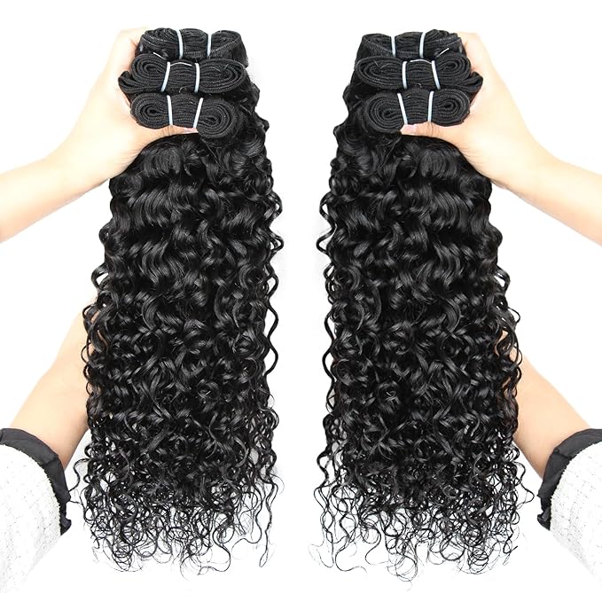 12A Human Hair Bundles Water Wave Bundles Human Hair3 Bundles 26 28 30 Inch Triple Lifespan Virgin Remy Hair100% Unprocessed Brazilian Virgin HairWeft Wet and Wavy Extensions for Black Women
