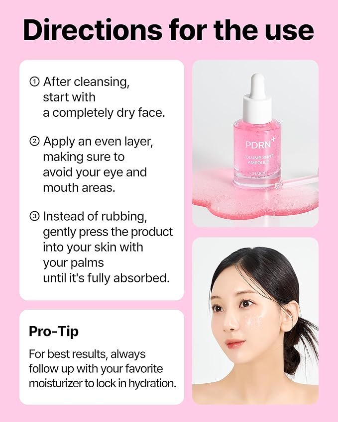 Charde PDRN Volume Shot Ampoule Serum ?Plumping with Collagen &amp Hyaluronic Acid | Firming Smoothing &amp Radiance Boost for Aging and Dull Skin (30ml)